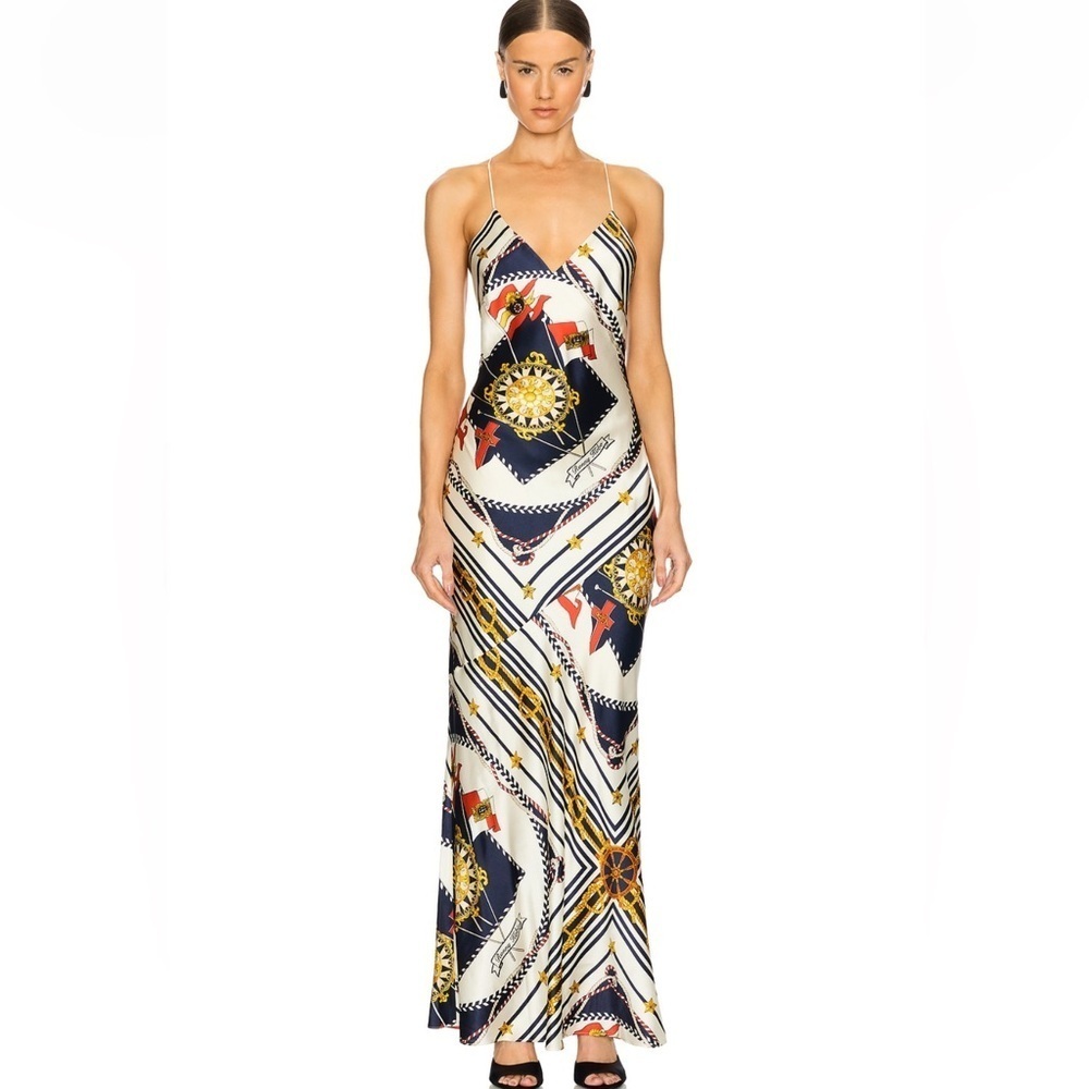 Ronny Kobo Bethie Dress is Multi scarf XS satin slip dress